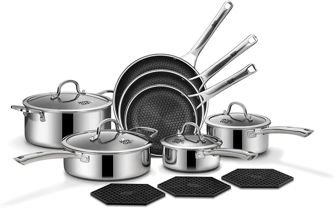 Pots and Pans Set Non Stick, Non Stick Frying Pans, Saute Pan & Stock Pot by SC-LLC