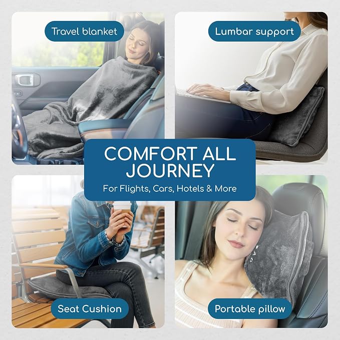 Resty 65"x40" Traveling Airplane Blanket, Deep Gray – Lightweight, Velvety Soft - Image 5