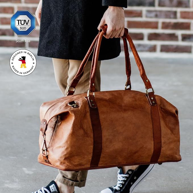 Berliner Bags Vintage Leather Duffle Bag München - Image 3