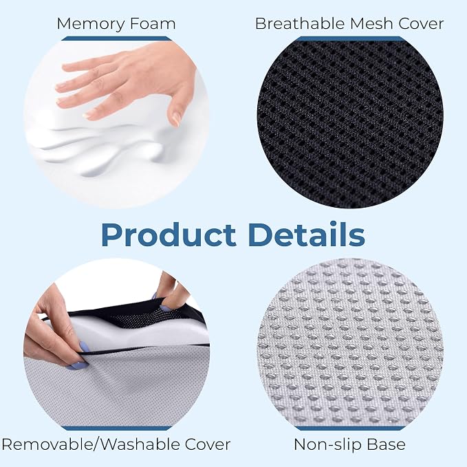 5 STARS UNITED Seat Cushion for Tailbone Pain Relief – Large Memory Foam - Image 7