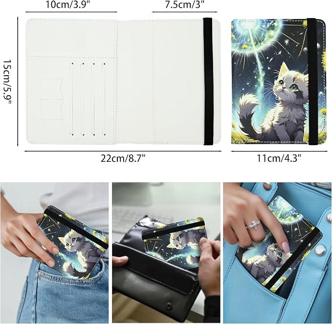 Cute Cat Passport Holder for Women and Men PU Leather Passport Cover for Travel - Image 5
