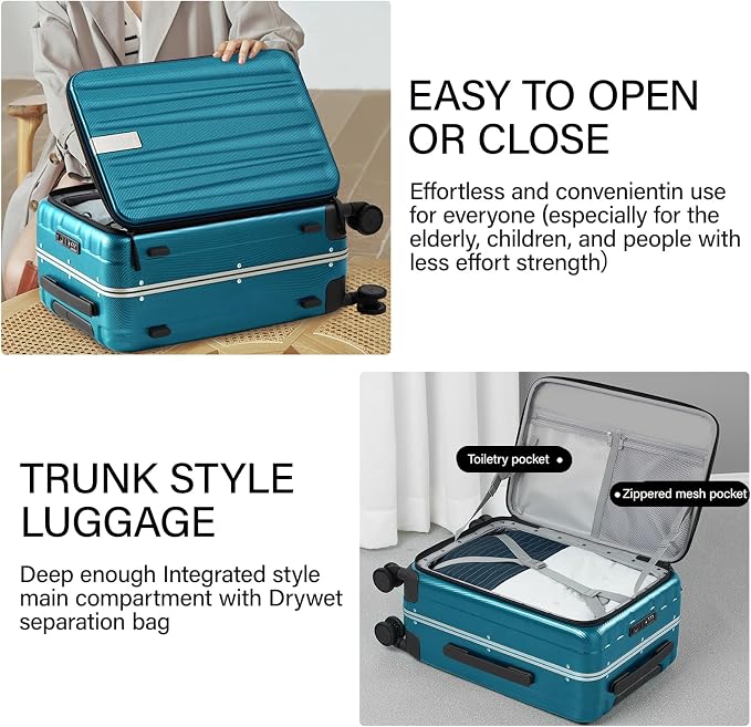 Hanke 24 Inch Checked Luggage PC Hard Case Luggage Top Opening Aluminum Frame - Image 4