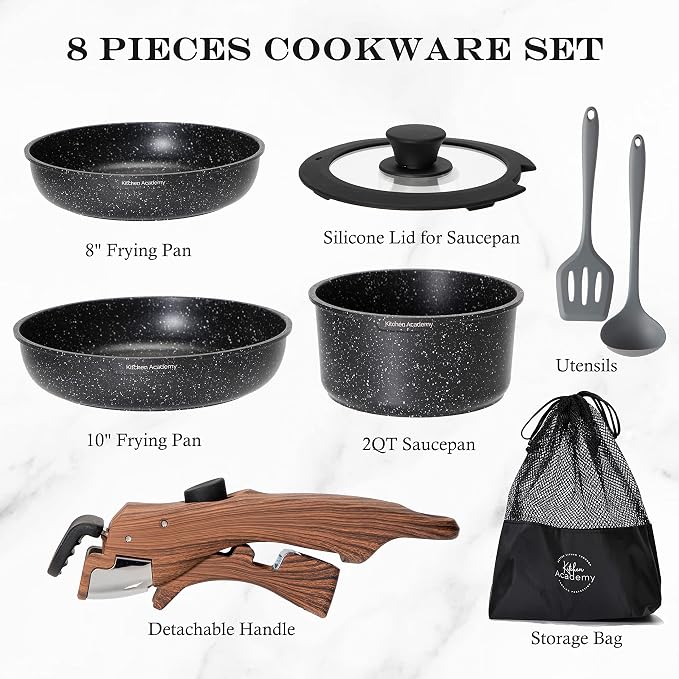 Kitchen Academy Removable Handle Induction Pots and Pans Set - Image 8