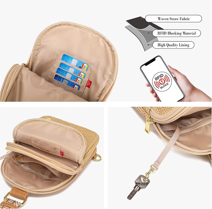 Haytijoe Summer Straw Purse Small Sling Bag RFID Blocking Crossbody Bags - Image 3