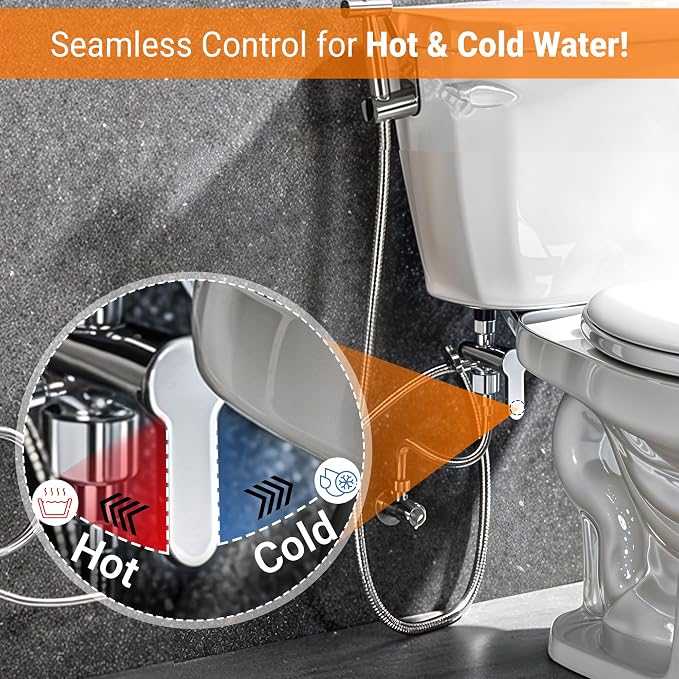 Hot and Cold Bidet Sprayer for Toilet w/Thermal Insulated Grip - Image 7