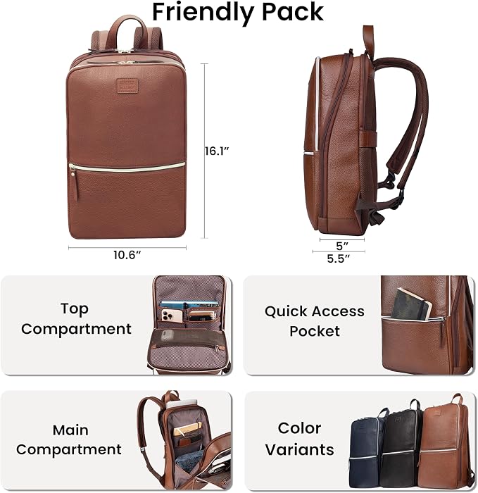 LEATHER VILLAGE Leather Laptop Backpack - Image 4