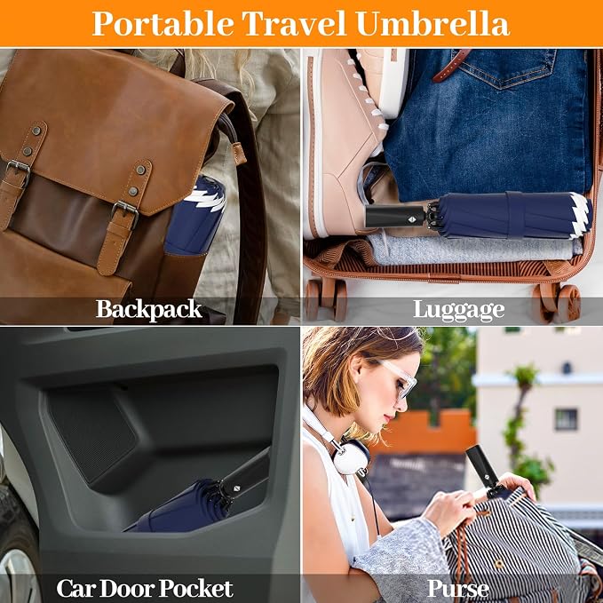 Travel Umbrella Superior, Beautiful & Compact, Large Strong but Light Portable - Image 6