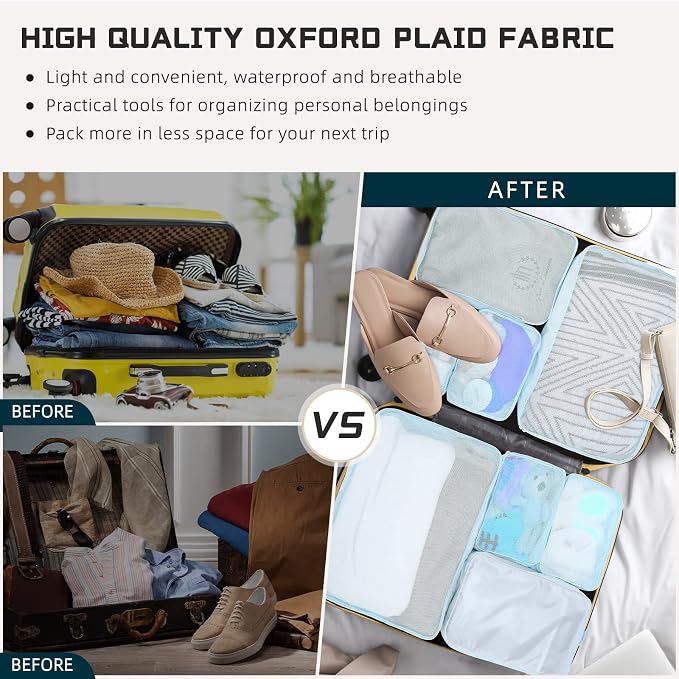 Reginary 6 Set Travel Packing Cubes Luggage Organizer Set Lightweight Suitcase - Image 5