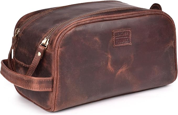 LEATHER VILLAGE Premium Leather Toiletry Travel Pouch - Image 2