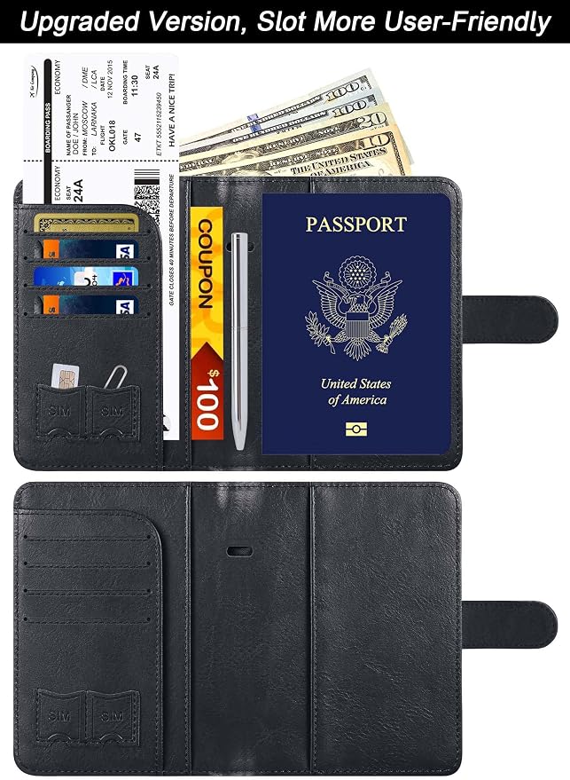Passport Holder Cover Wallet Travel Essentials Leather Rfid Blocking Case - Image 2