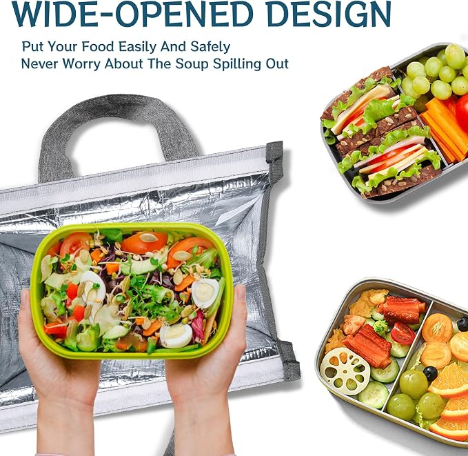 Della Gao Insulated Lunch Bag for Women Men, Waterproof Small Lunch Tote Lunch - Image 3
