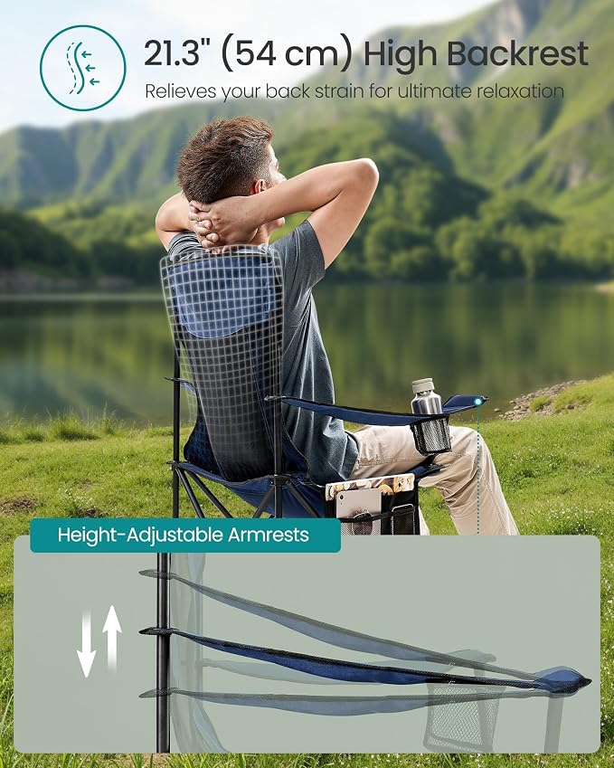 SONGMICS Breathable Camping Chairs, Foldable Outdoor Chairs Set of 2, High Back - Image 5