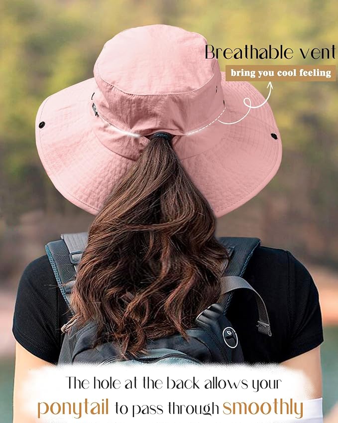 FURTALK Sun Hats for Women Ponytail UPF 50+ Beach Summer Hat Wide Brim Packable - Image 4
