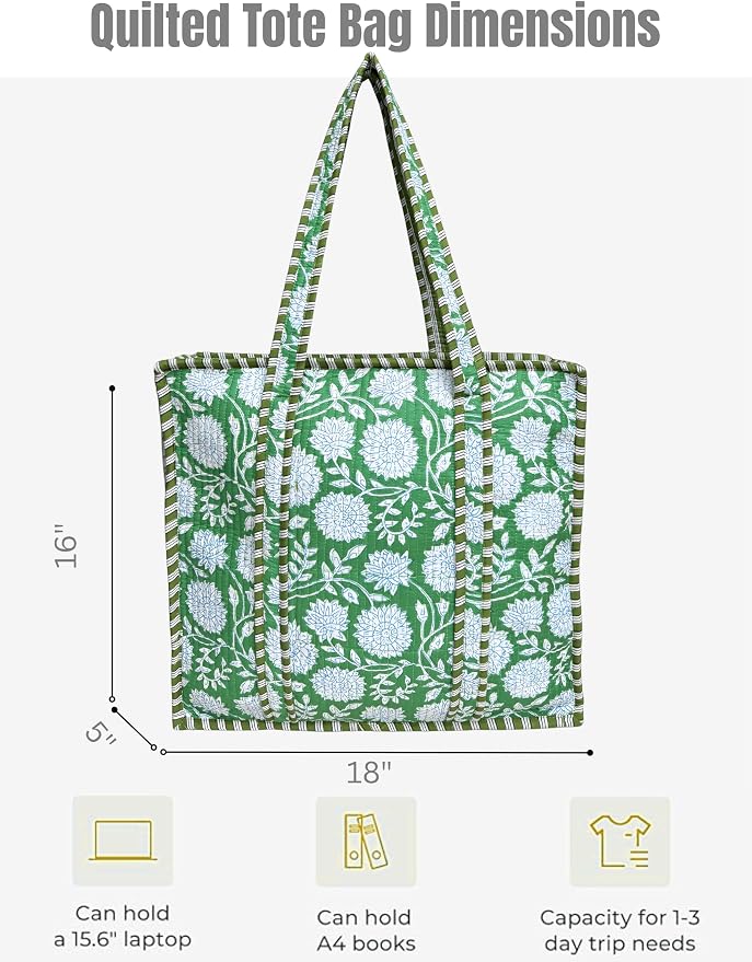 Cotton Quilted Tote Bag for Women – Large Beach & Travel Tote - Image 5