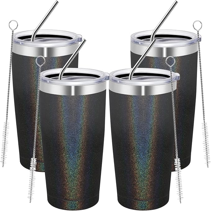 MEWAY 20oz Tumbler 4 Pack Double Wall Vacuum Insulated Travel Glitter Mug Bulk by MEWAY