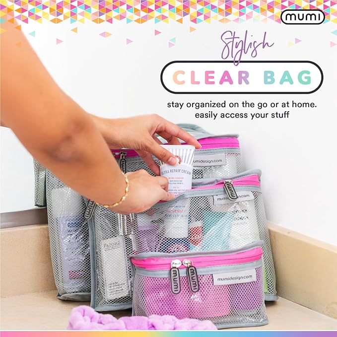 MUMI Travel Toiletry Bag Set of 3 – Clear TSA Approved Toiletry Bags - Image 4