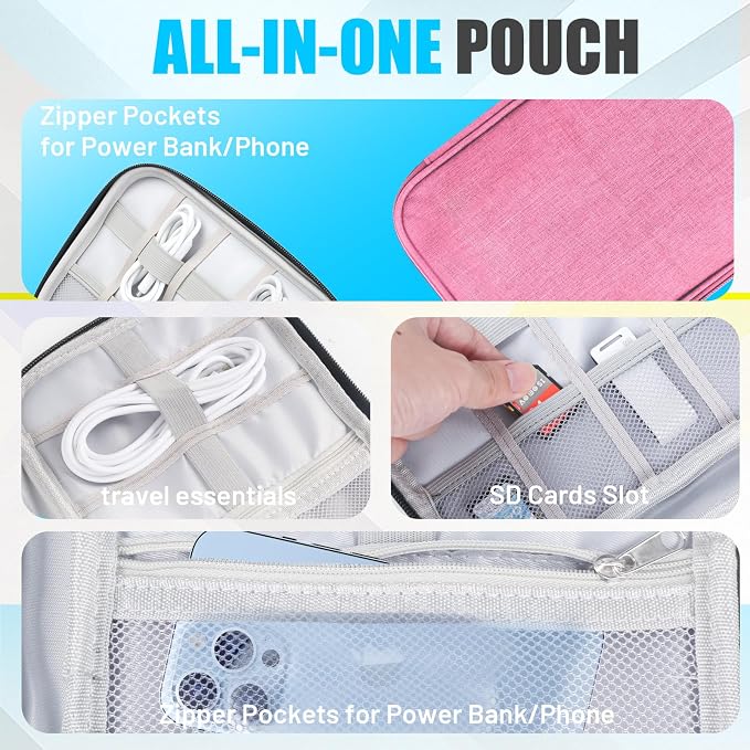 Travel Cable Organizer Bag, Electronics Organizer Tech Pouch - Image 3