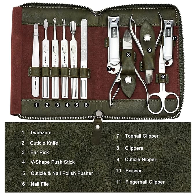 FAMILIFE Manicure Set, Professional Manicure Kit Nail Clippers Set 11 in 1 - Image 5