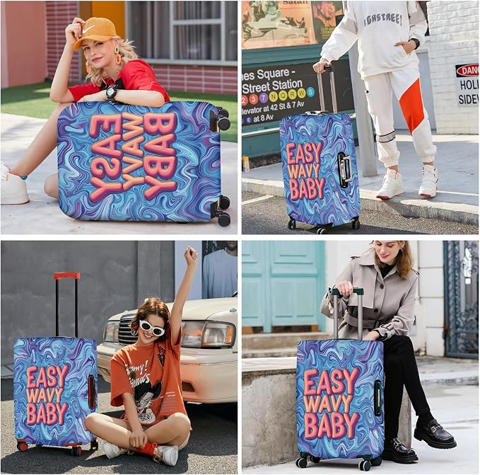 ANNA QUEEN Funny Psychedelic Wavy Luggage Cover, Colorful Suitcase Protector - Image 7