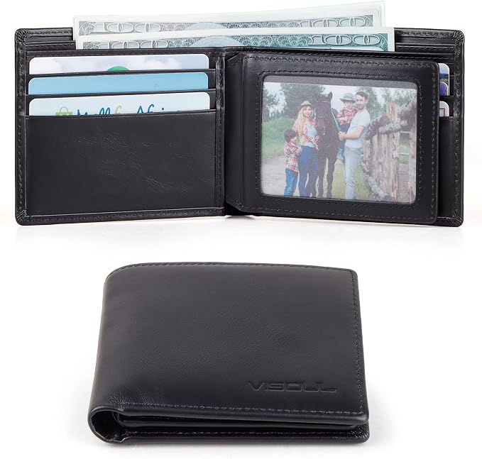 VISOUL Leather Mens Bifold RFID Blocking Wallet - Image 7