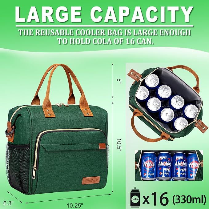 TuErCao Insulated Lunch Bag Adult Lunch Box - Image 3