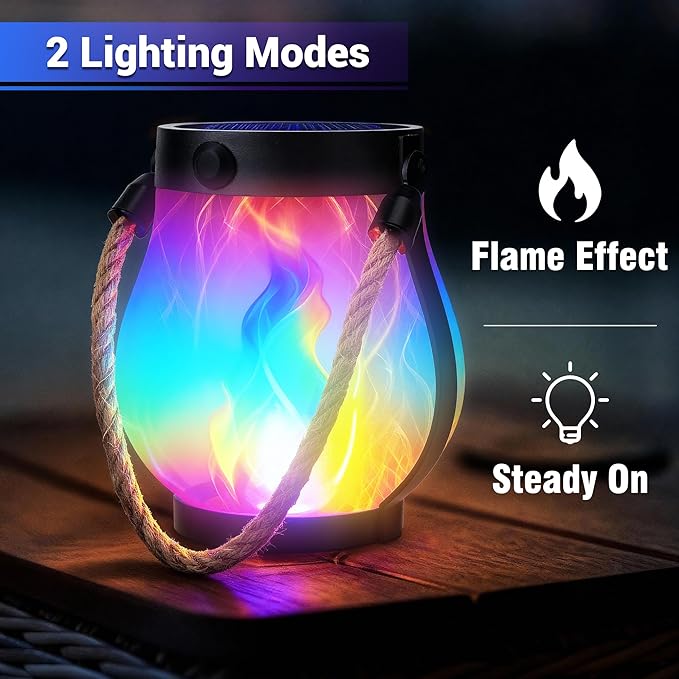 Halloween Solar Flame Lantern Hanging Outdoor Waterproof Purple - Image 3