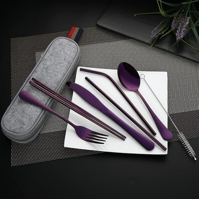 DEVICO Portable Utensils, Travel Camping Cutlery Set, 8-Piece including Knife - Image 6