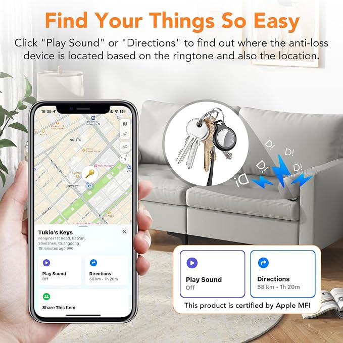 2025 New Air Tracker Tags-1 Pack, Replaceable Battery, Key Finder and Item - Image 4