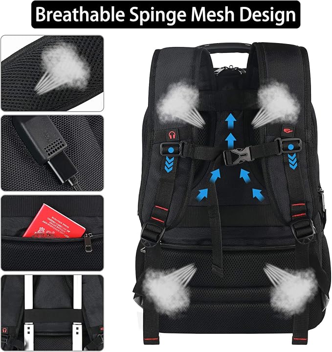 17 inch Laptop Backpack, Large Travel Backpack - Image 4