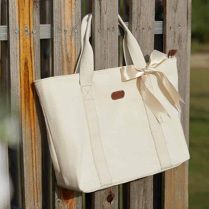 AW BRIDAL Monogram Canvas Tote Bag - Image 9