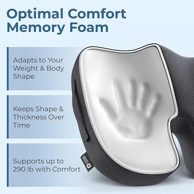 5 STARS UNITED Seat Cushion for Tailbone Pain Relief – Large Memory Foam - Image 4