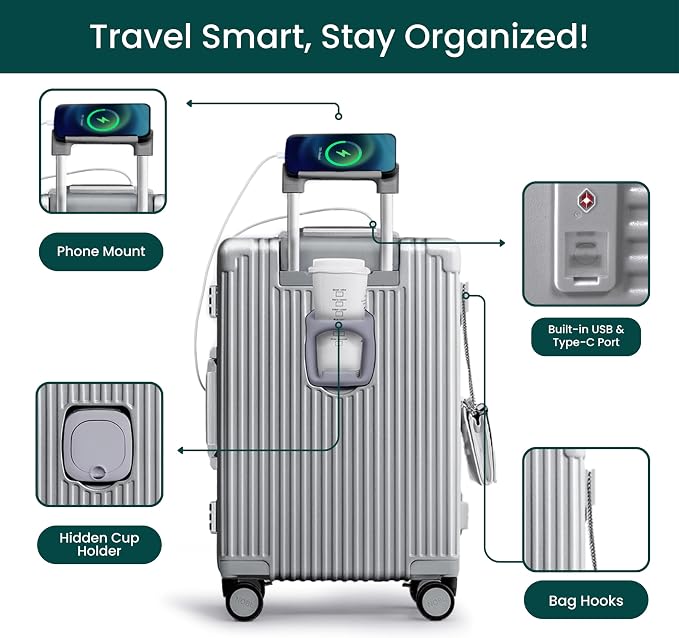 Nobl Travel Carry On Luggage, Noble Zipperless Aluminum Frame PC Hard Shell - Image 3