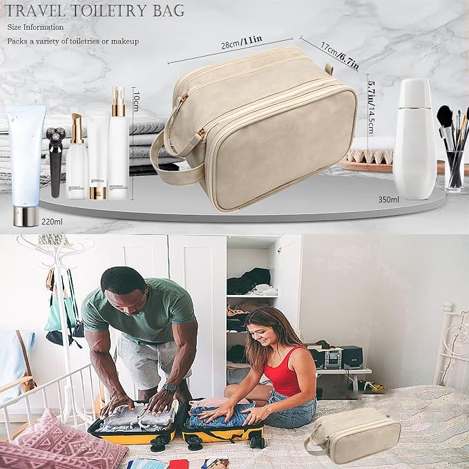 Travel Toiletry Bag for Women PU Triple-layer Double Zipper Toiletry Bags - Image 3