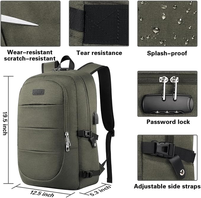 AMBOR Anti Theft Backpack, 15.6-17.3 inch Business Laptop Carry on Backpack - Image 4