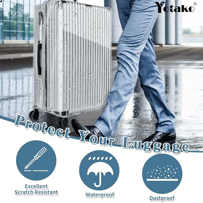 Yotako Upgraded Zippered Clear PVC Suitcase Cover, 20 Inch Luggage Covers - Image 7