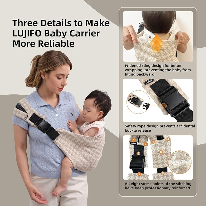 Baby Sling Carrier Newborn to Toddler, 2025 Upgraded Houndstooth Baby Sling - Image 5