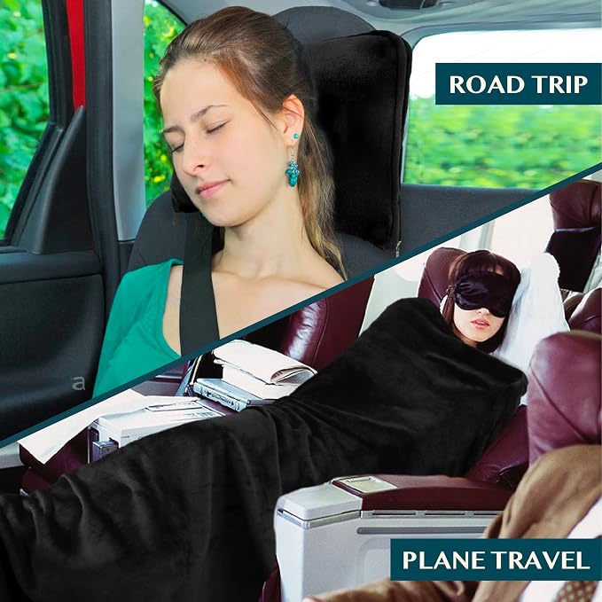 PAVILIA Travel Blanket Pillow, Soft Airplane Blanket 2-in-1 Combo Set, Plane - Image 5