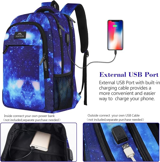 MATEIN School Backpack for Boys Girls, Anti Theft College School Laptop Bookbag - Image 3