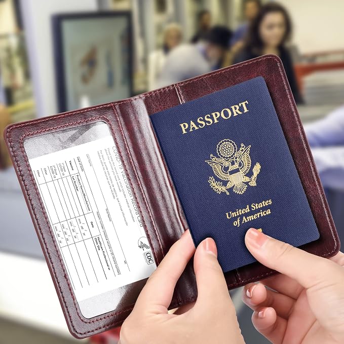 Passport Holder with Vaccine Card Slot Combo, Passport Wallet/ Cover/ Case - Image 2