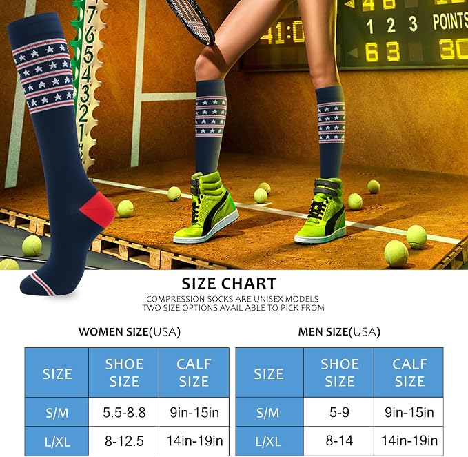 Compression Socks for Women Men Circulation Knee High 8 Pairs for Nurses - Image 6