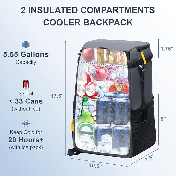 SPARTER Backpack Cooler Insulated Leak Proof 33/49 Cans, 2 Insulated - Image 2
