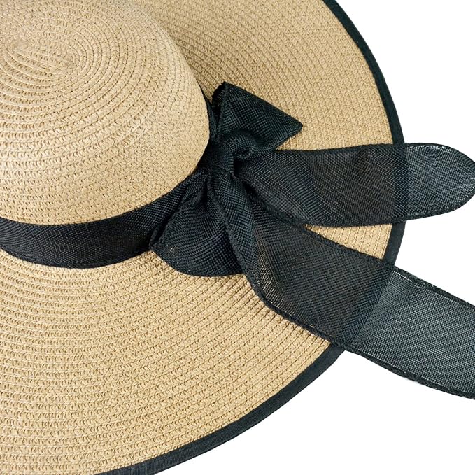 DRESHOW Beach Hats for Women Big Straw Wide Brim Summer Hat Floppy Foldable - Image 8