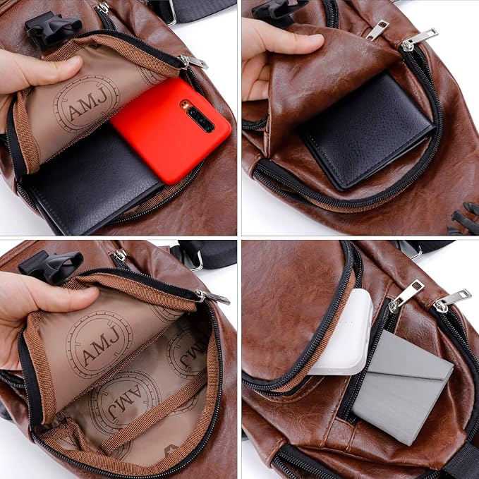 AMJ Crossbody Sling Bag Men Women, Casual Shoulder Backpack, Chest Daypack - Image 5