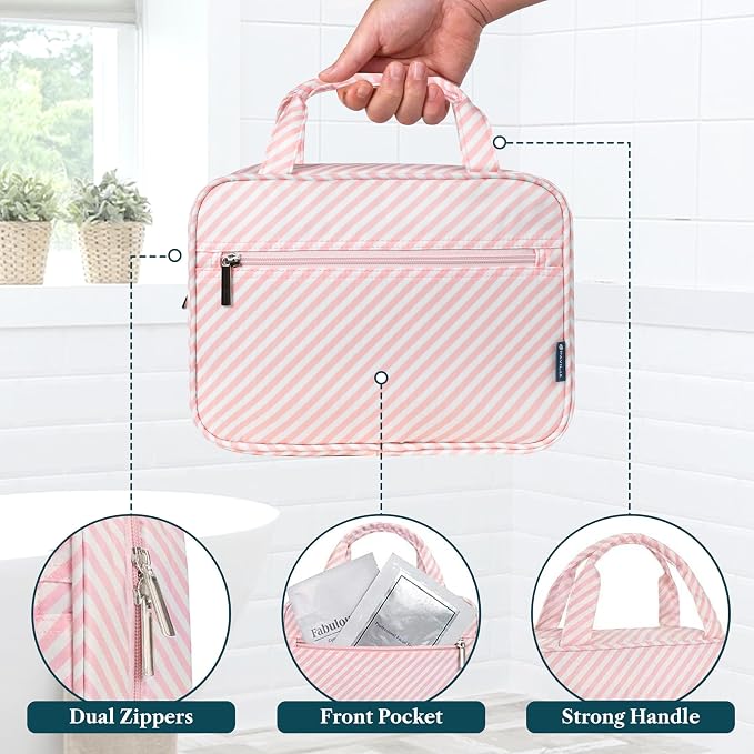 PAVILIA Hanging Toiletry Bag Travel Bag Women Men, Foldable Cosmetic Organizer - Image 5