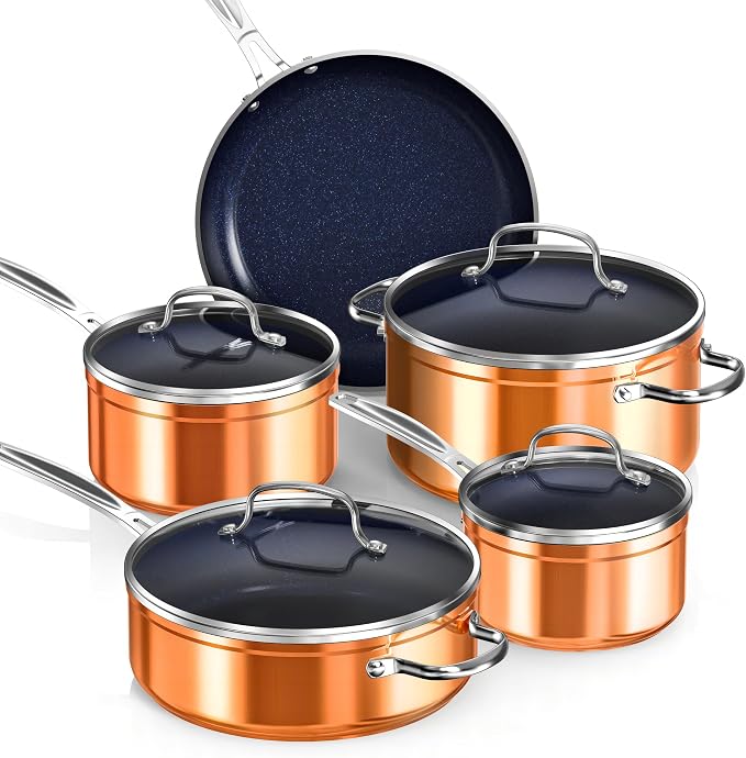 Nuwave Healthy Duralon Blue Ceramic Nonstick Coated 9pc Cookware Set, by NuWave