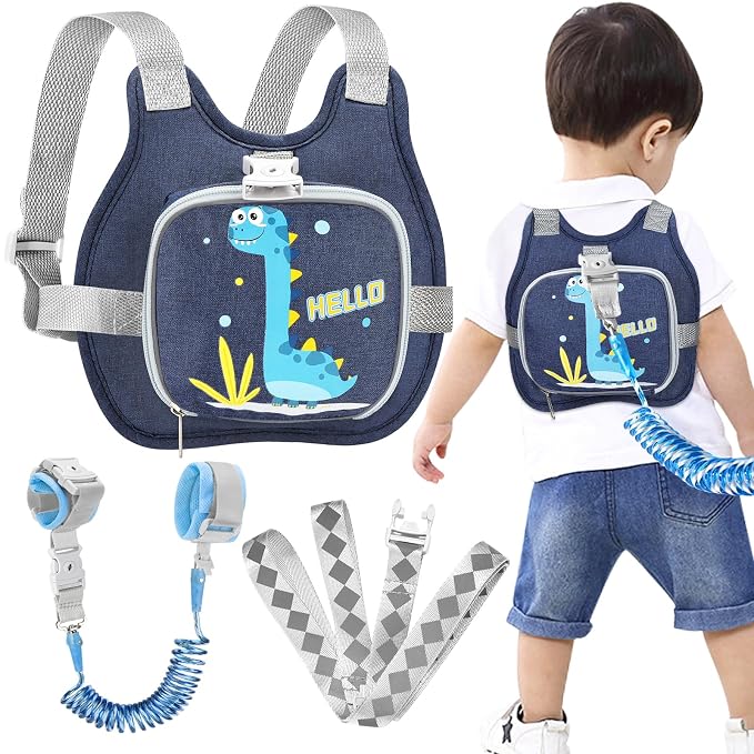Accmor Toddler Harness Leash+ Reflective Anti Lost Wrist Link, Cute Dinosaur by Accmor