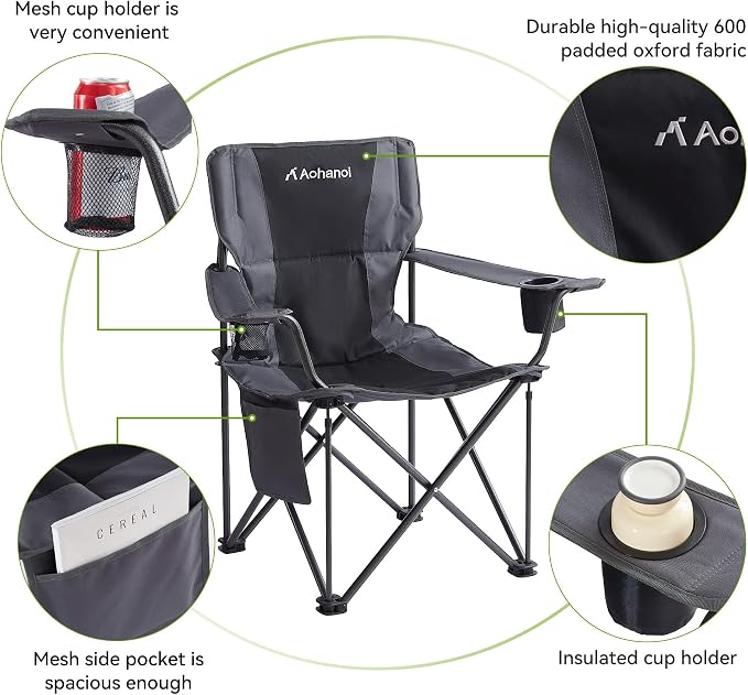 Oversized XL Camping Chairs for Adults, Padded Folding Camp Chair - Image 5