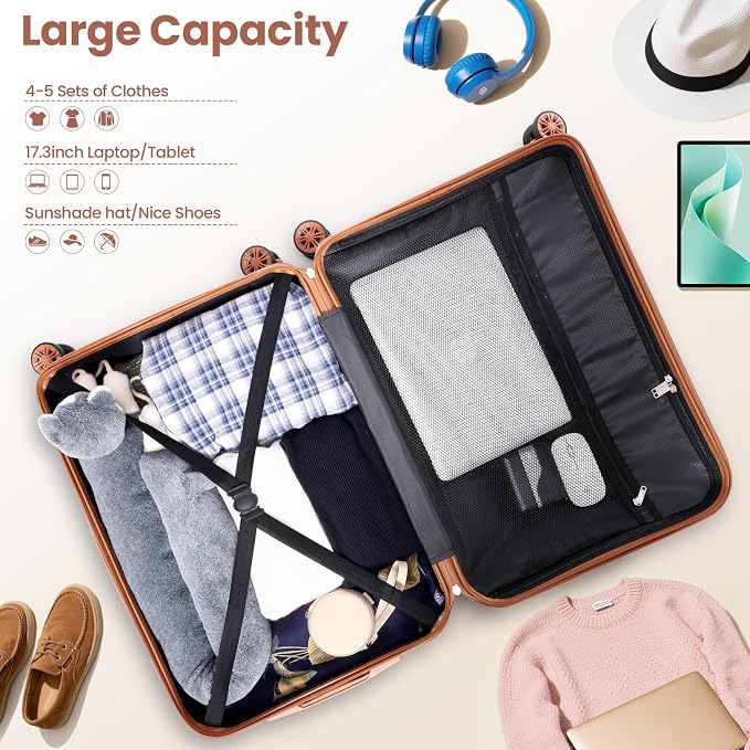 Hoteel 4 Piece Luggage Set Carry on ABS+PC Hard Shell Suitcase - Image 6