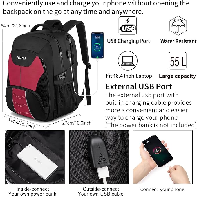 PUSLOM Extra Large Travel Laptop Backpack - Image 2