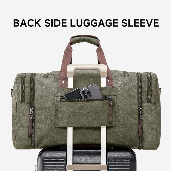 Canvas Expandable Duffle Bag for Men Traveling, Luggage Travel Bag Weekender - Image 4